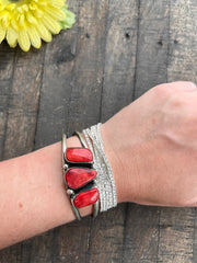 3 Stone Red Spiny Cuffs 1-5