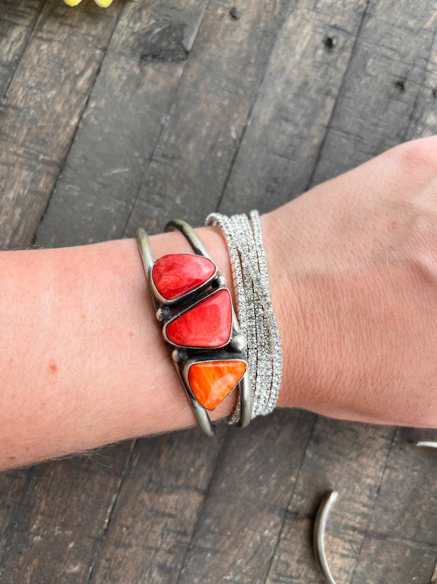 3 Stone Red Spiny Cuffs 1-5
