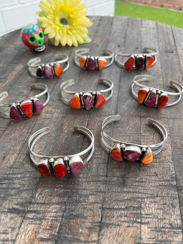 3 Stone Mixed Spiny Cuffs 1-8