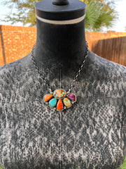 Multi Colored Half Cluster Necklace 1-5