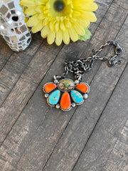 Multi Colored Half Cluster Necklace 1-5