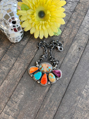 Multi Colored Half Cluster Necklace 1-5
