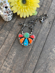 Multi Colored Half Cluster Necklace 1-5