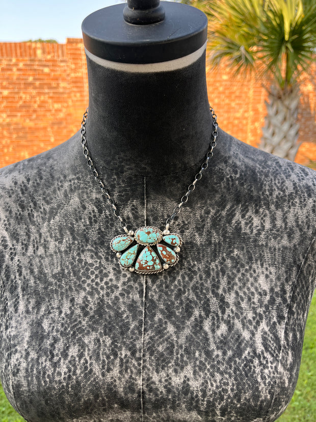 #8 Turquoise Half Cluster Necklace 1-9