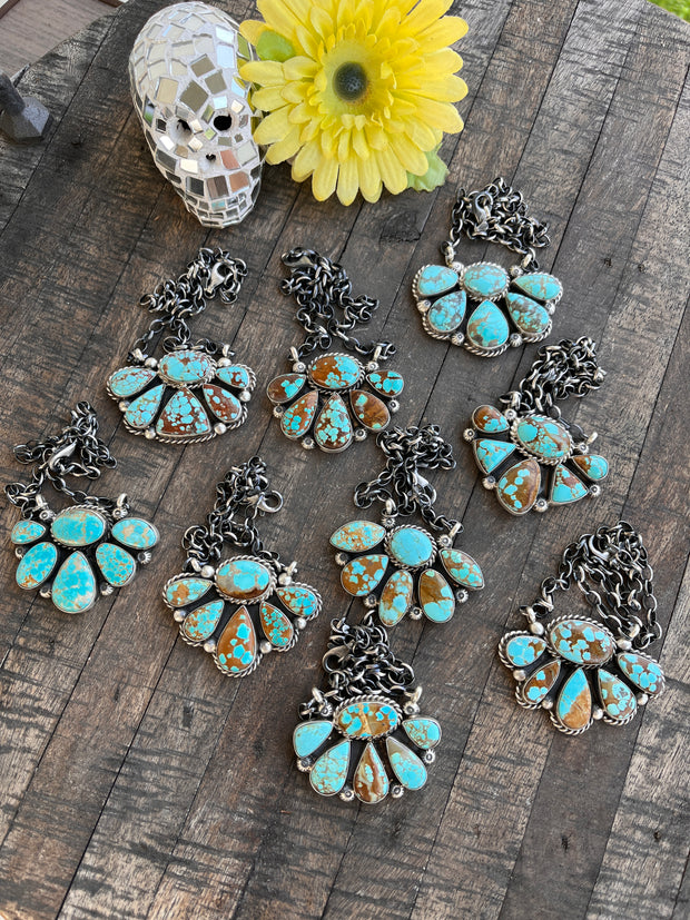 #8 Turquoise Half Cluster Necklace 1-9