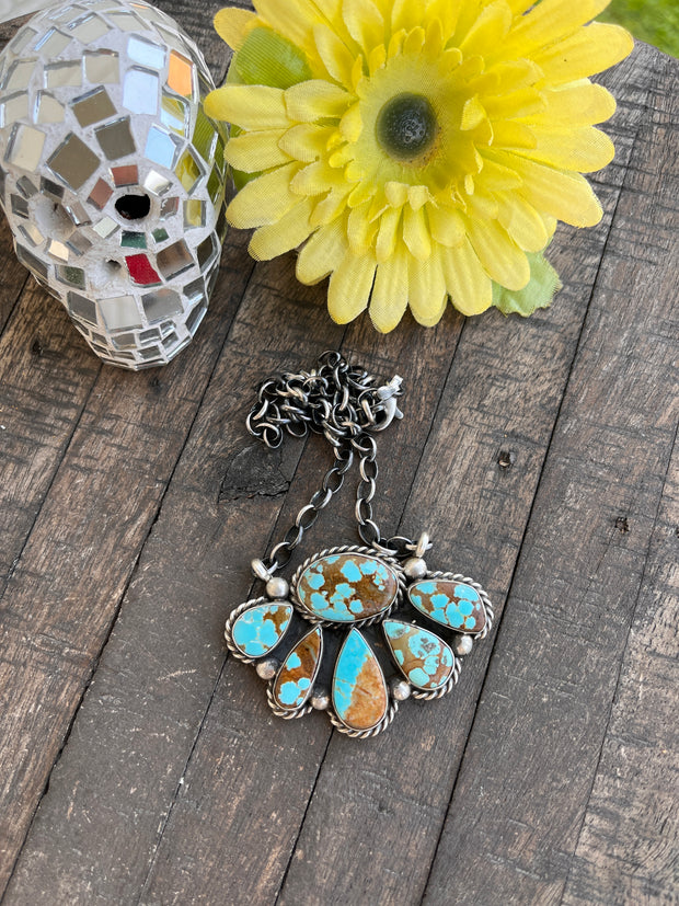 #8 Turquoise Half Cluster Necklace 1-9