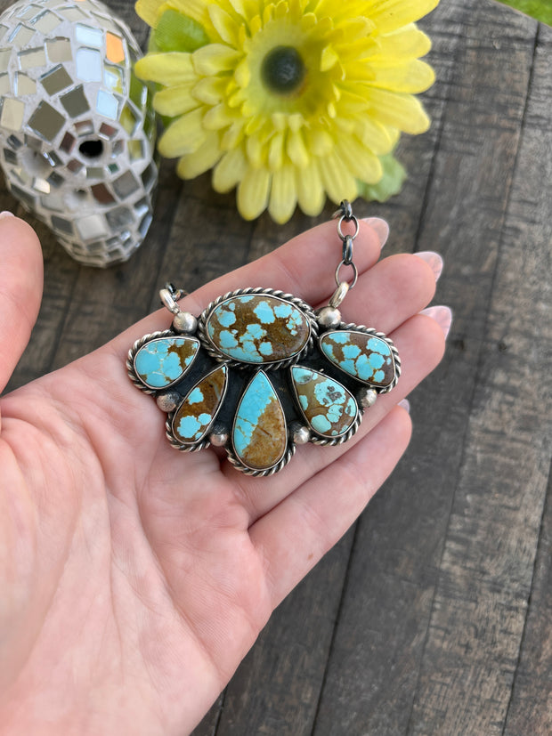 #8 Turquoise Half Cluster Necklace 1-9