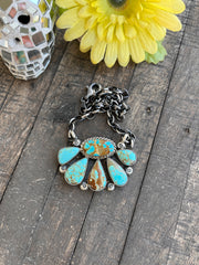 #8 Turquoise Half Cluster Necklace 1-9