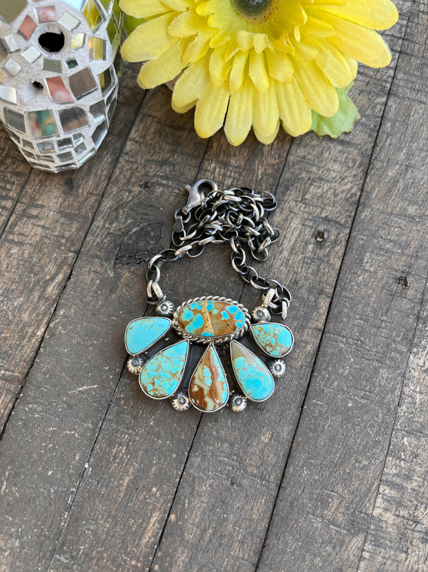 #8 Turquoise Half Cluster Necklace 1-9