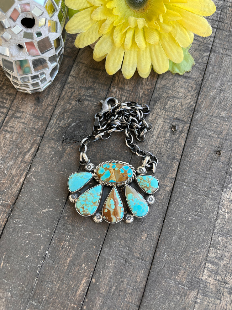 #8 Turquoise Half Cluster Necklace 1-9