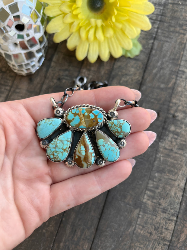 #8 Turquoise Half Cluster Necklace 1-9
