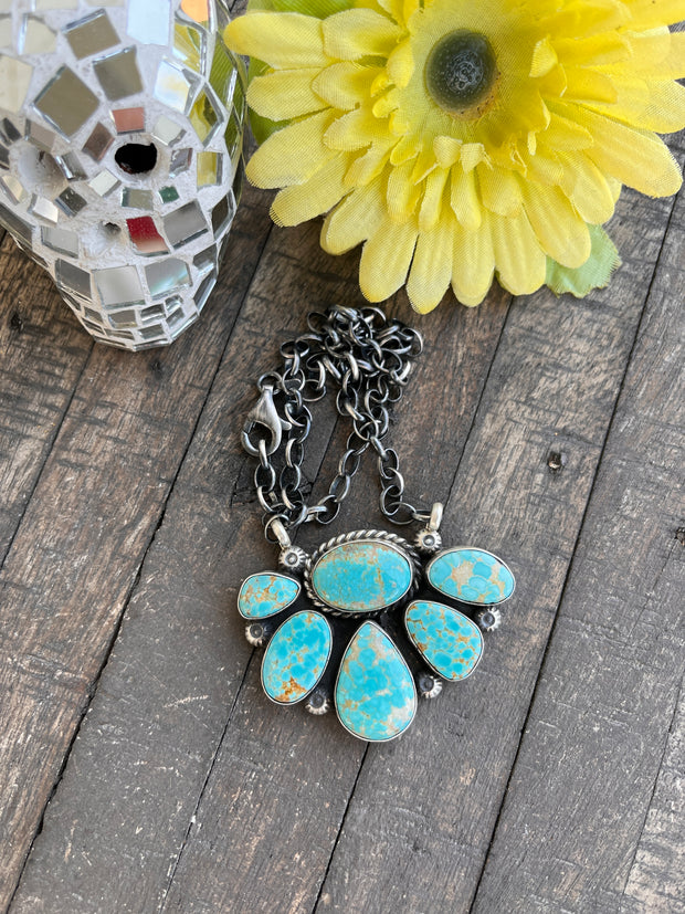 #8 Turquoise Half Cluster Necklace 1-9