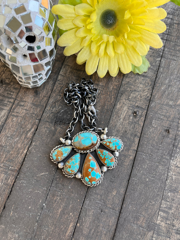 #8 Turquoise Half Cluster Necklace 1-9