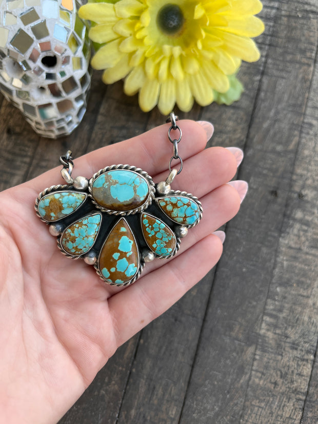 #8 Turquoise Half Cluster Necklace 1-9
