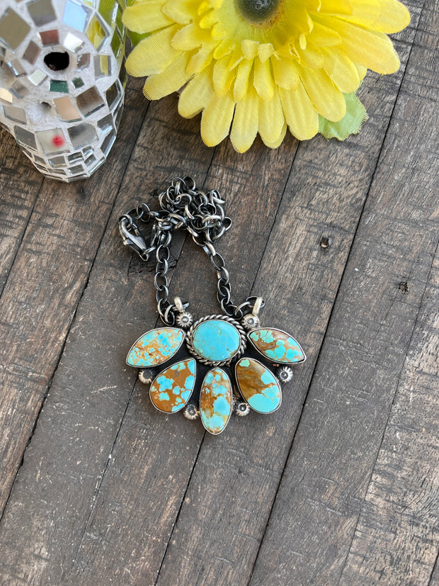 #8 Turquoise Half Cluster Necklace 1-9