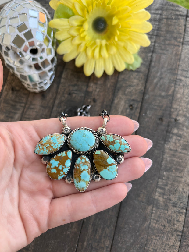#8 Turquoise Half Cluster Necklace 1-9