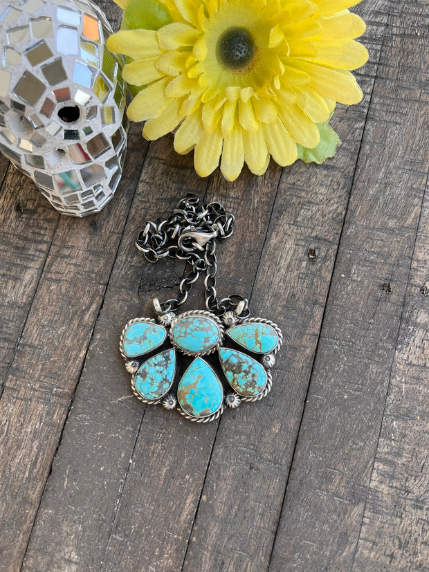 #8 Turquoise Half Cluster Necklace 1-9