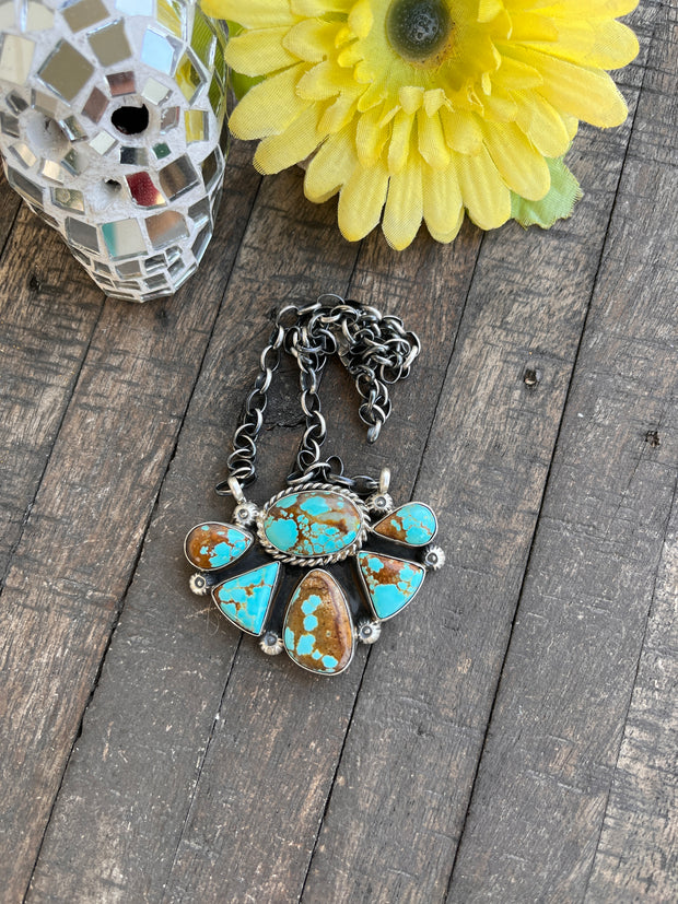 #8 Turquoise Half Cluster Necklace 1-9