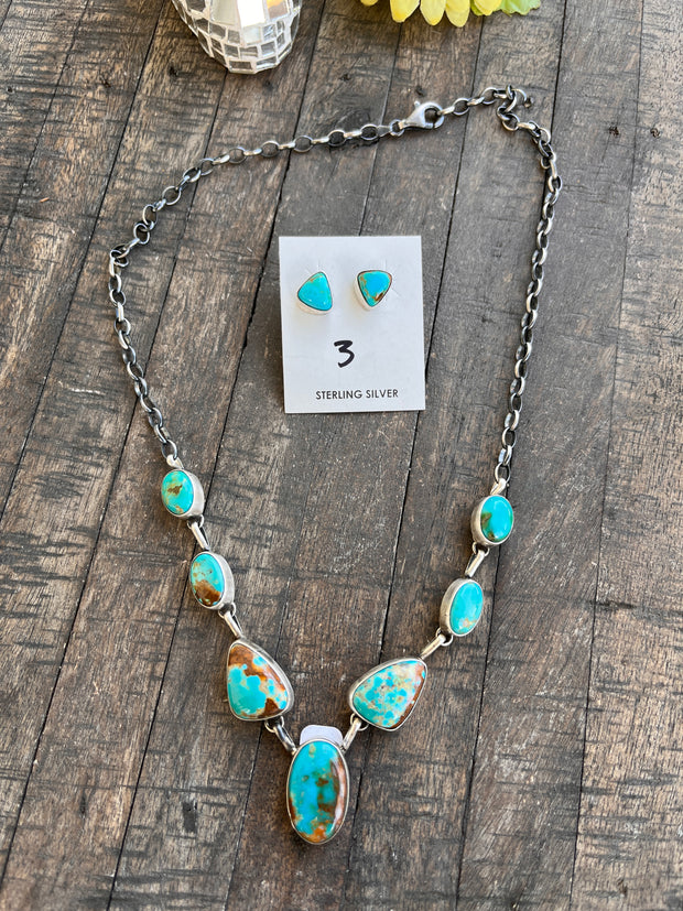Kingman Turquoise Necklace Set- 3