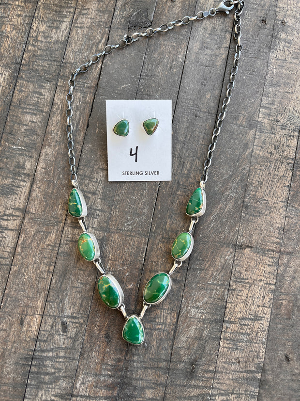 Kingman Turquoise Necklace Set- 4