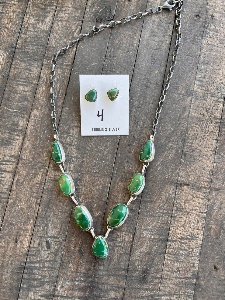 Kingman Turquoise Necklace Set- 4