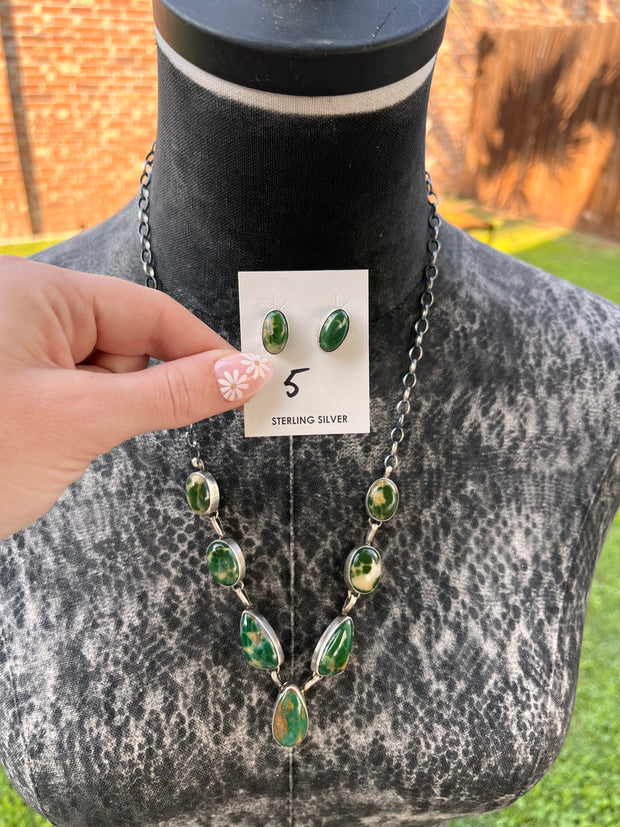 Kingman Turquoise Necklace Set- 5