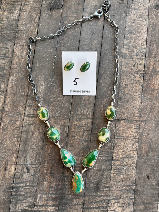 Kingman Turquoise Necklace Set- 5