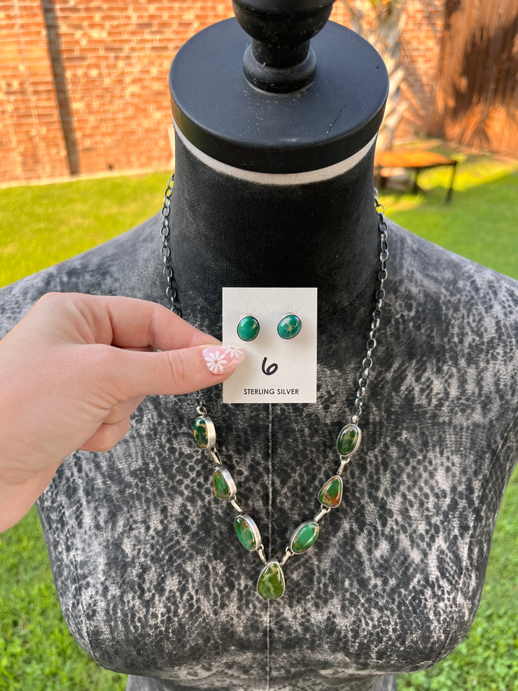Kingman Turquoise Necklace Set- 6