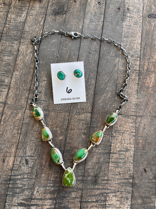Kingman Turquoise Necklace Set- 6