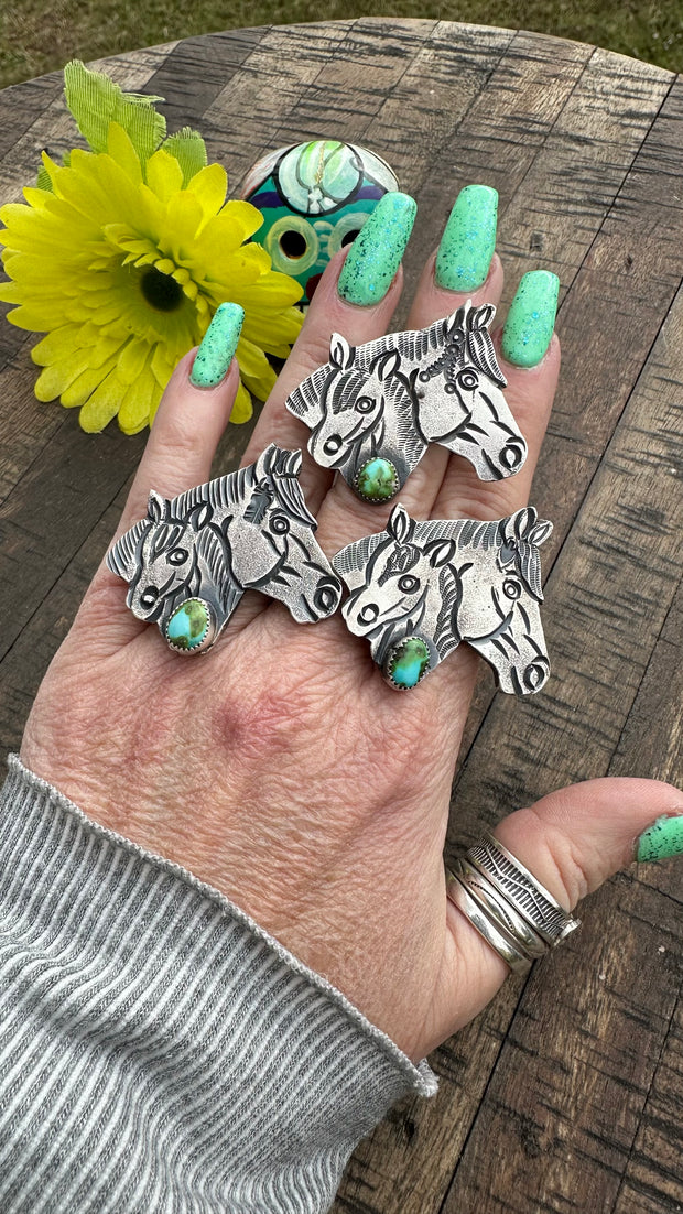 Stamped Sonoran Horse Rings