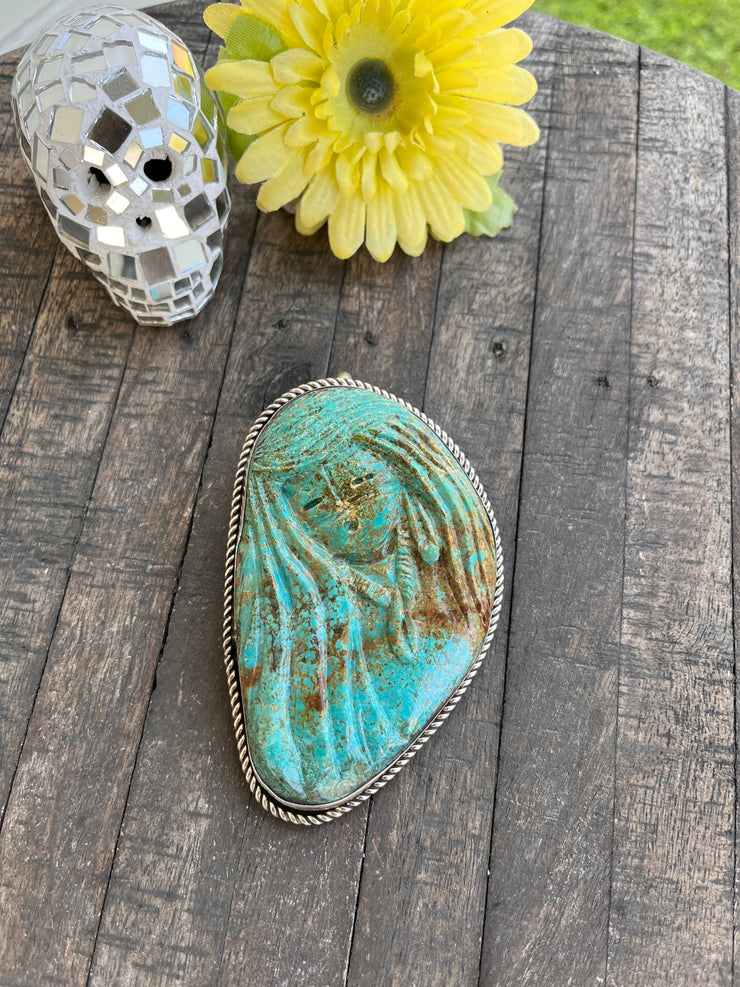 Carved Kingman Pendant