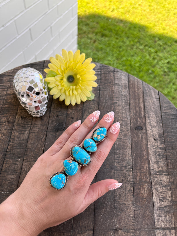 5 Stone White Water Turquoise Sz. 8 3/4