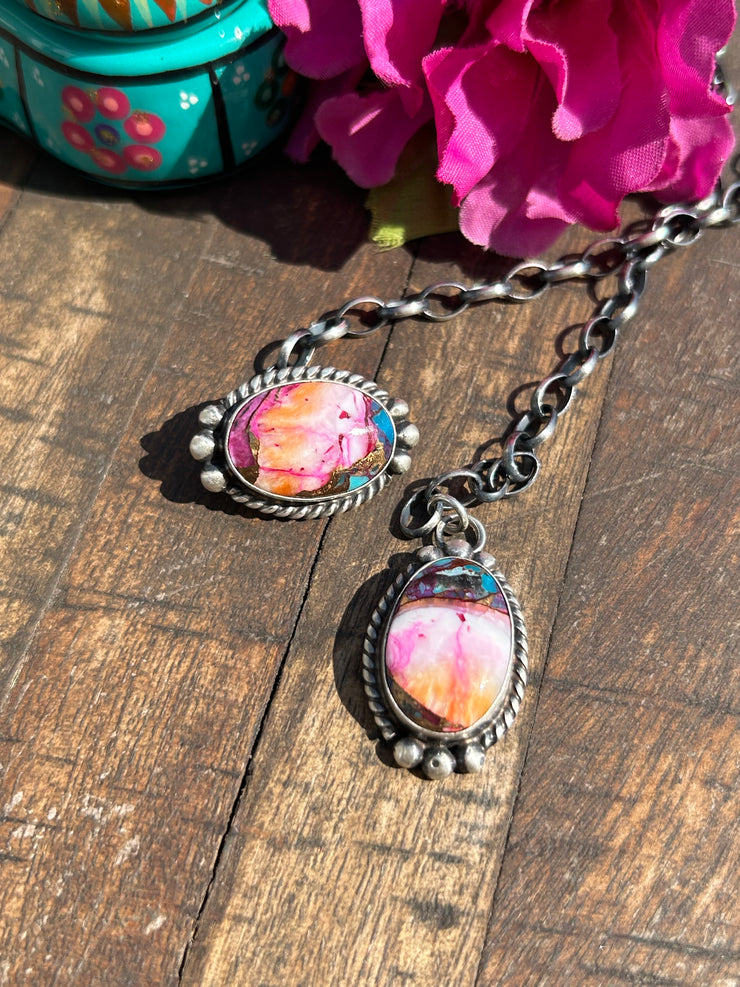 The "Stevie" Pink Dahlia Necklace #7