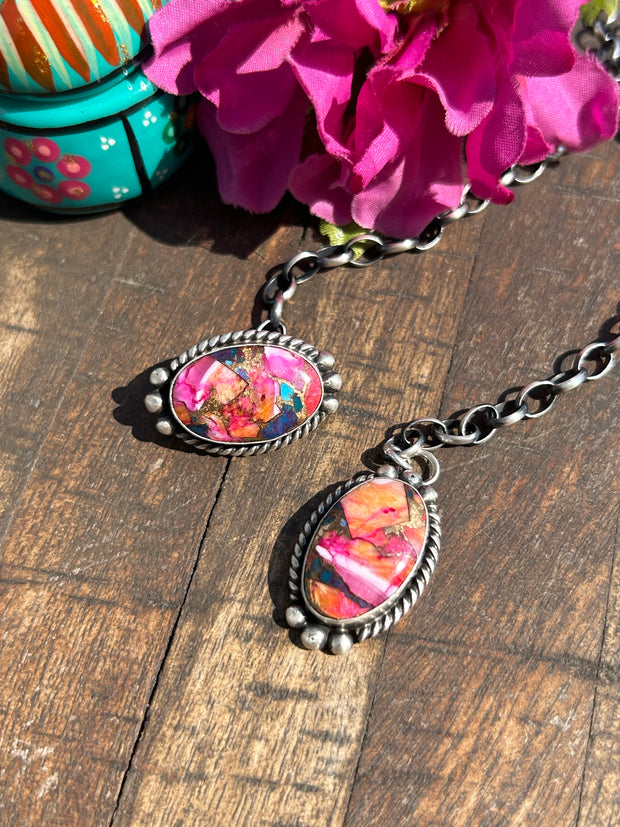 The "Stevie" Pink Dahlia Necklace #15