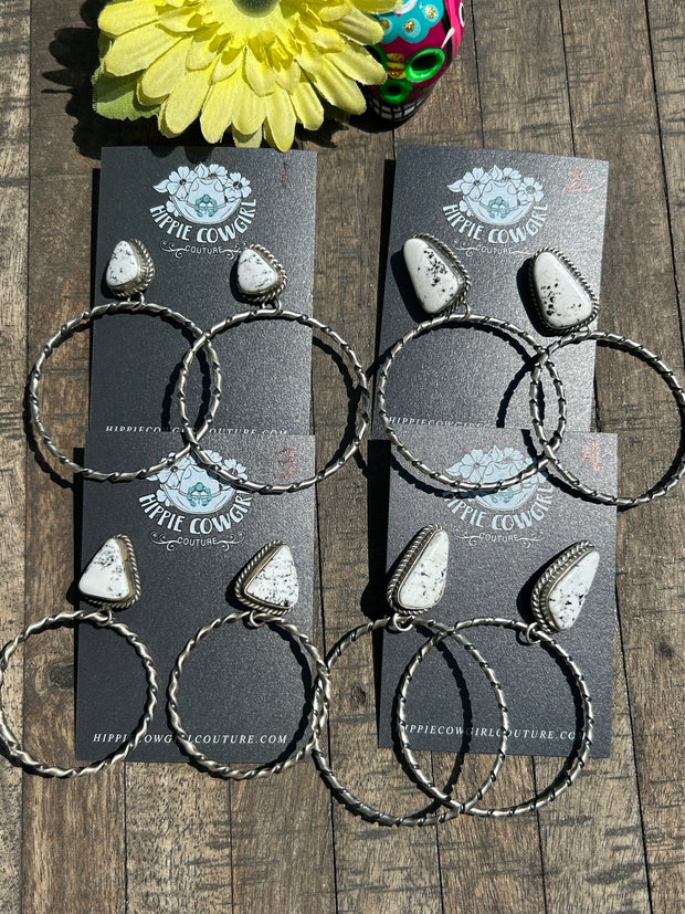 White Buffalo Hoop Earrings