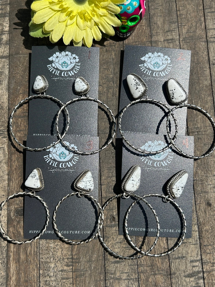 White Buffalo Hoop Earrings