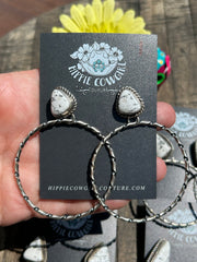 White Buffalo Hoop Earrings