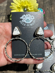 White Buffalo Hoop Earrings