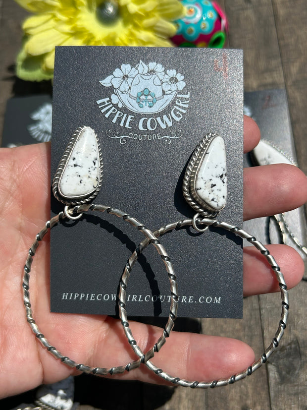 White Buffalo Hoop Earrings