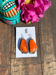 Orange Spiny Dangle Earrings #8