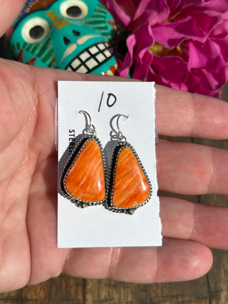 Orange Spiny Dangle Earrings #10