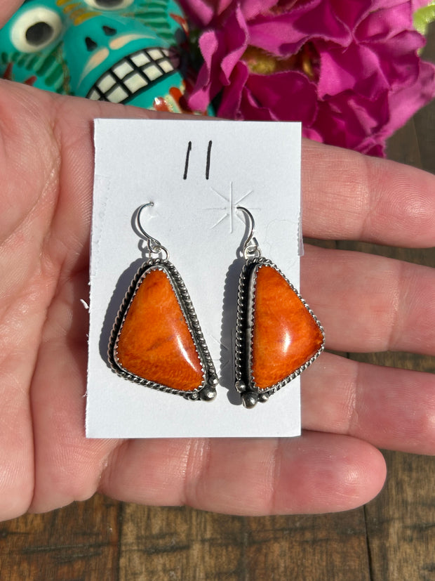 Orange Spiny Dangle Earrings #11