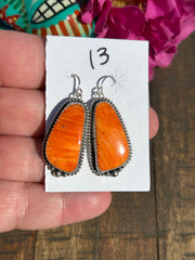 Orange Spiny Dangle Earrings #13