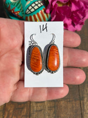 Orange Spiny Dangle Earrings #14