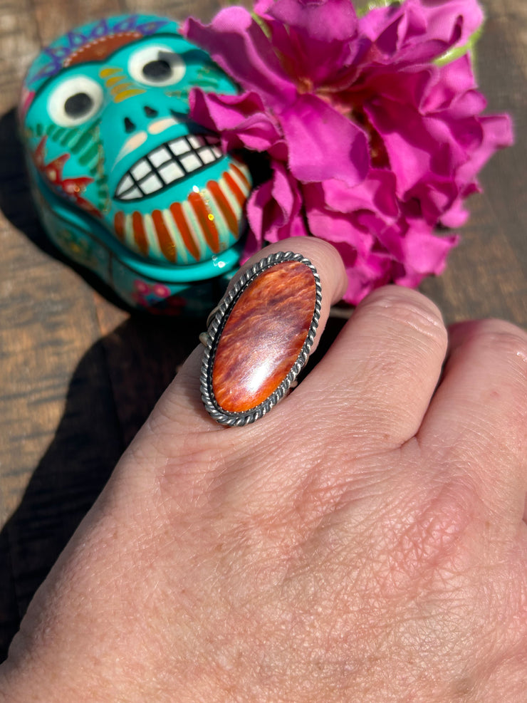 Orange Spiny Ring Sz 7