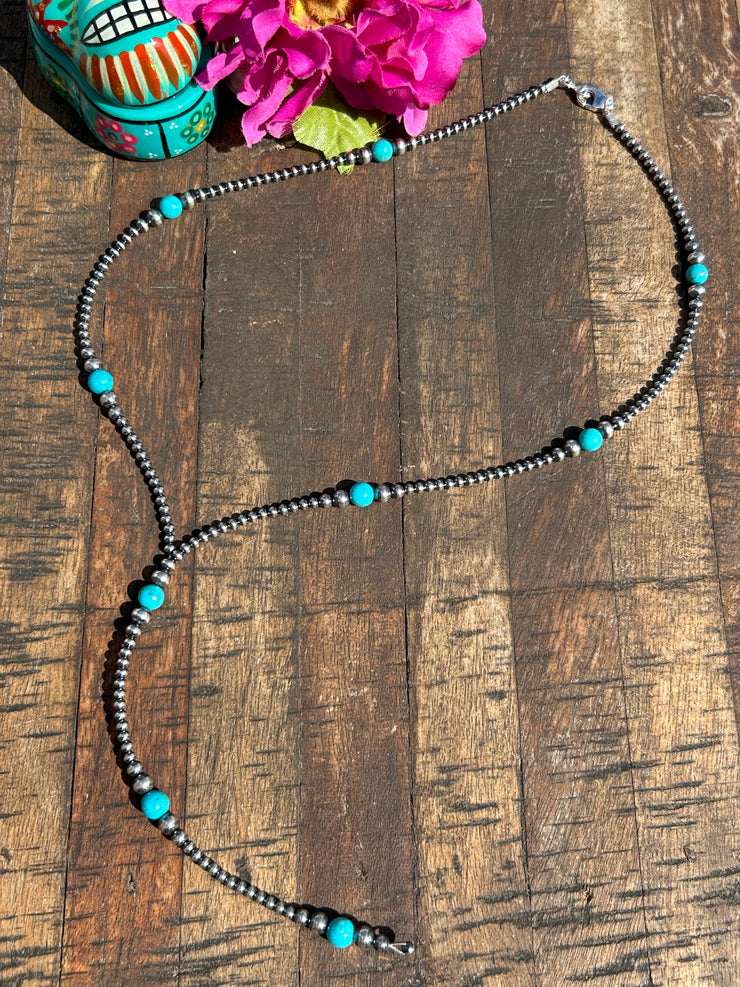 Navajo Pearls with Kingman Turquoise Beads | Necklace & Earring Set