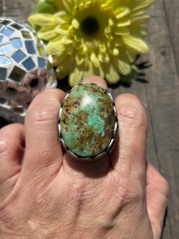 Single Stone Kingman Dome Ring Sz. 8 1/2