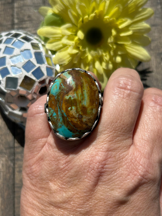 Single Stone Kingman Dome Ring Sz. 8