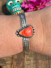 Red Spiny Stamped Cuff- A