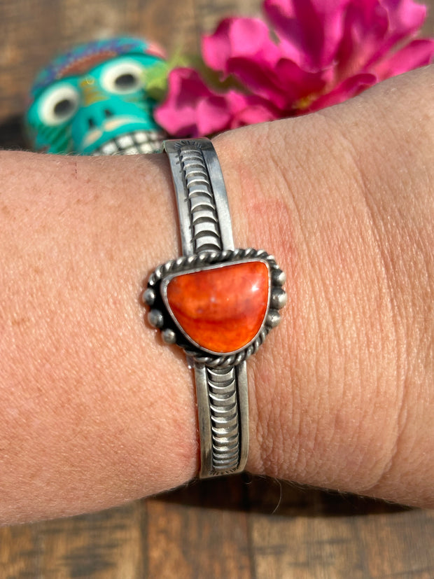 Red Spiny Stamped Cuff- B